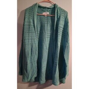 Madison Gray Light Blue Long Sleeve Cardigan Sz 1X